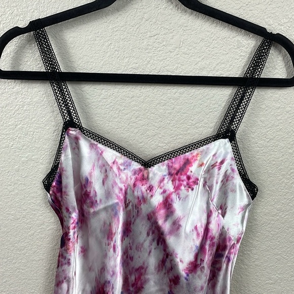 NWT Marina Moscone Tech Slip Dress Silk Blend Y2K Lace Trim Pink Multi Sz 6 - Picture 4 of 10